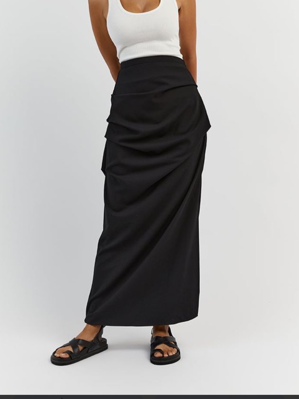 DISSH Black Rouched Maxi skirt US 6 - Picture 2 of 5